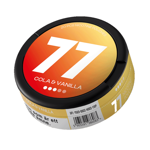 77 Cola & Vanilla slim nicotine pouches with cola and vanilla flavor, 10.4mg per pouch