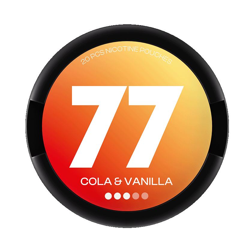 77 Cola & Vanilla slim nicotine pouches with cola and vanilla flavor, 10.4mg per pouch snusi.net