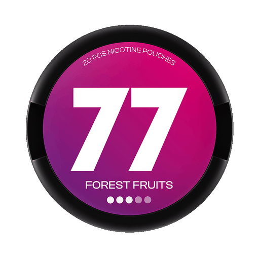 77 Forest Fruits slim nicotine pouches with wild berry flavor, 10.4mg per pouch