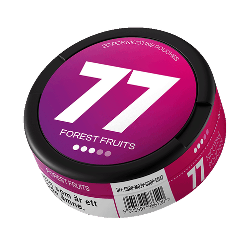 77 Forest Fruits slim nicotine pouches with wild berry flavor, 10.4mg per pouch snusi.net