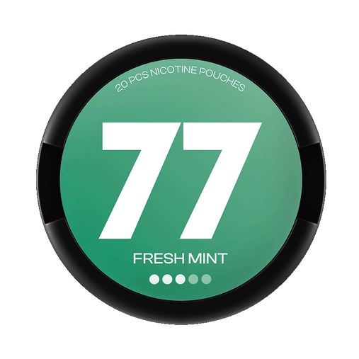 77 Fresh Mint slim nicotine pouches with peppermint flavor, 10.4mg per pouch