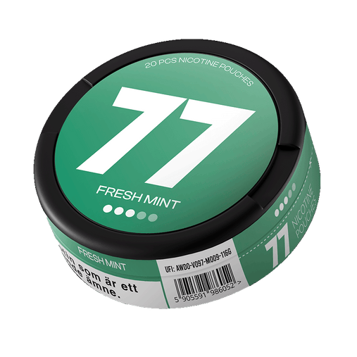 77 Fresh Mint slim nicotine pouches with peppermint flavor, 10.4mg per pouch snusi.net