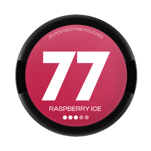 77 Raspberry Ice slim nicotine pouches with raspberry flavor, 10.4mg per pouch snusi.net