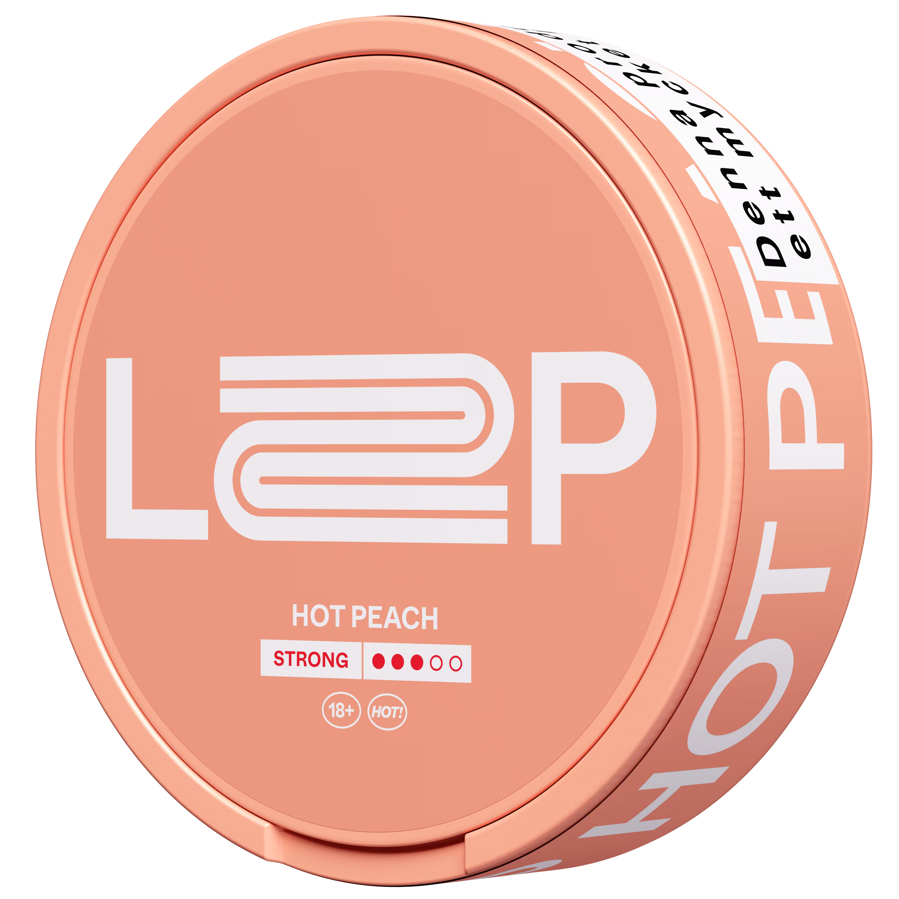 LOOP Hot Peach Strong is a tobacco-free nicotine pouch with a warm and fruity flavor combination of peach and chili.