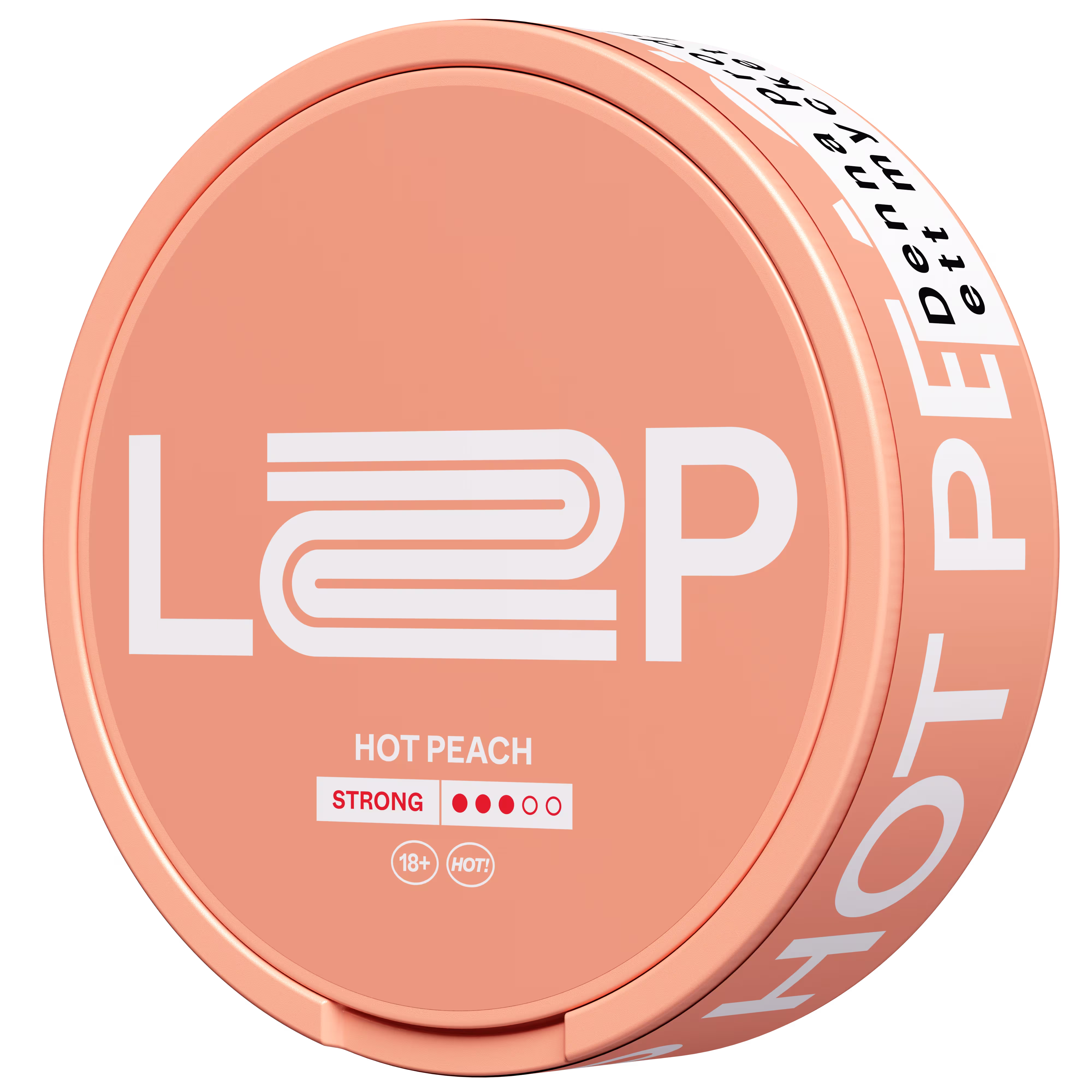 LOOP Hot Peach Strong is a tobacco-free nicotine pouch with a warm and fruity flavor combination of peach and chili.