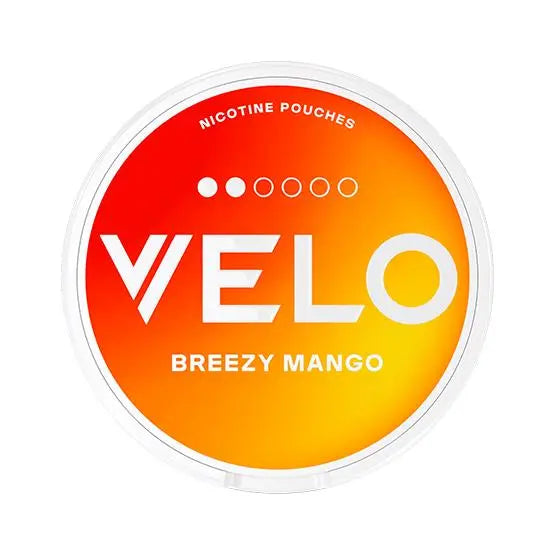 VELO Breezy Mango – tropical nicotine pouches with mango, mandarin, and passionfruit flavor, 6mg nicotine