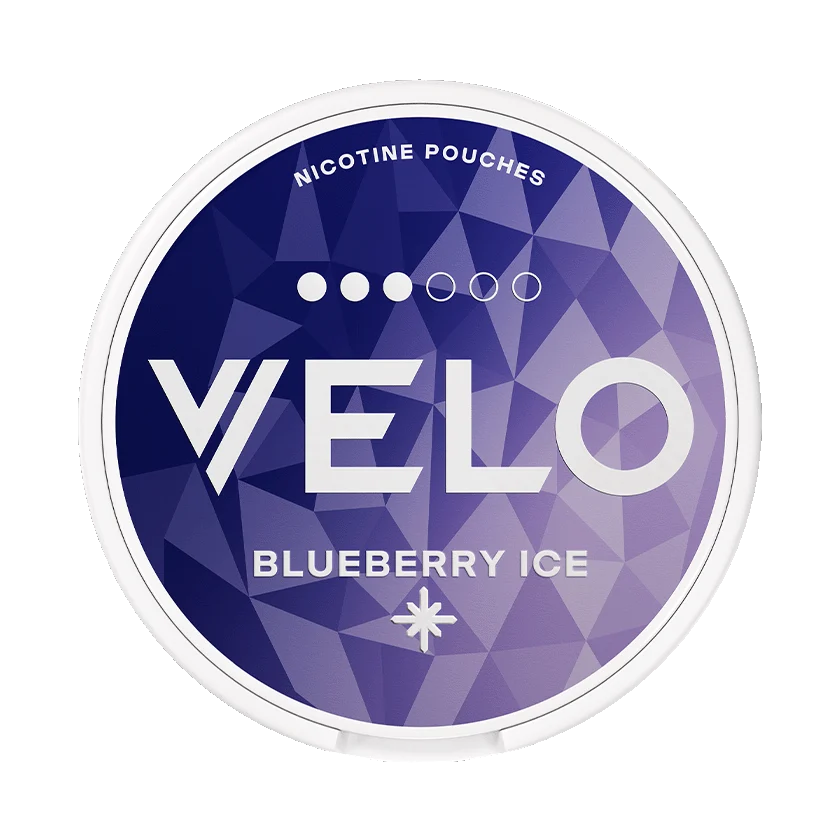 VELO Blueberry Ice slim nicotine pouches with blueberry and menthol flavor, 8mg per pouch snusi.net