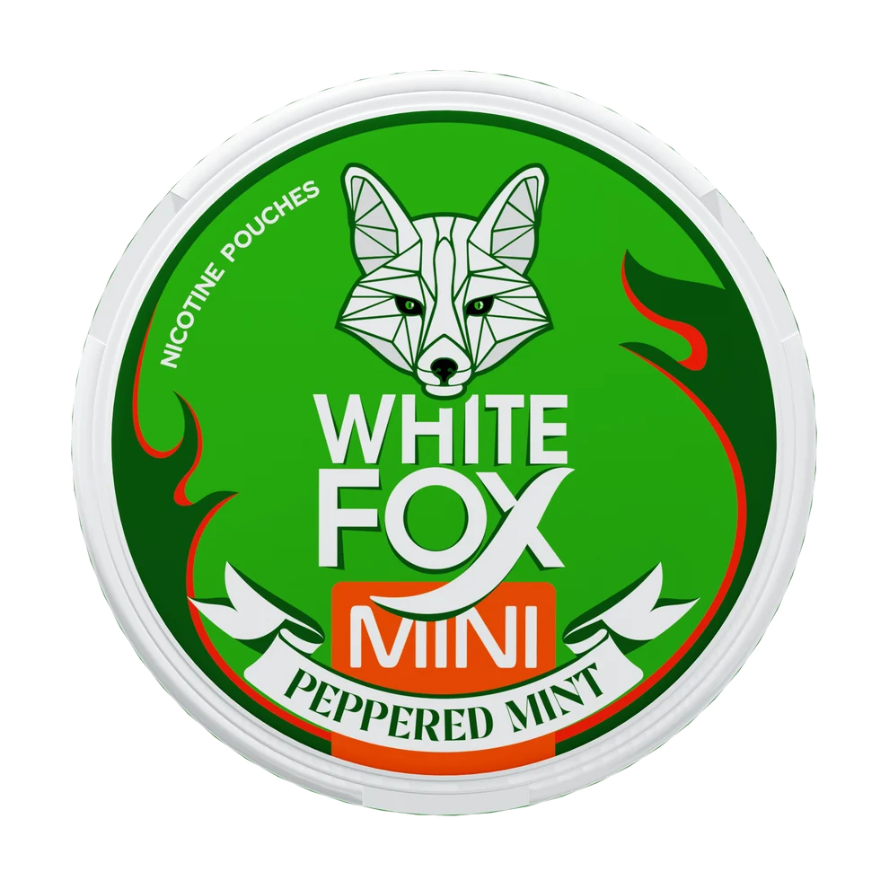 White Fox Peppered Mint Mini nicotine pouches with fresh peppermint flavor, 10mg per pouch snusi.net