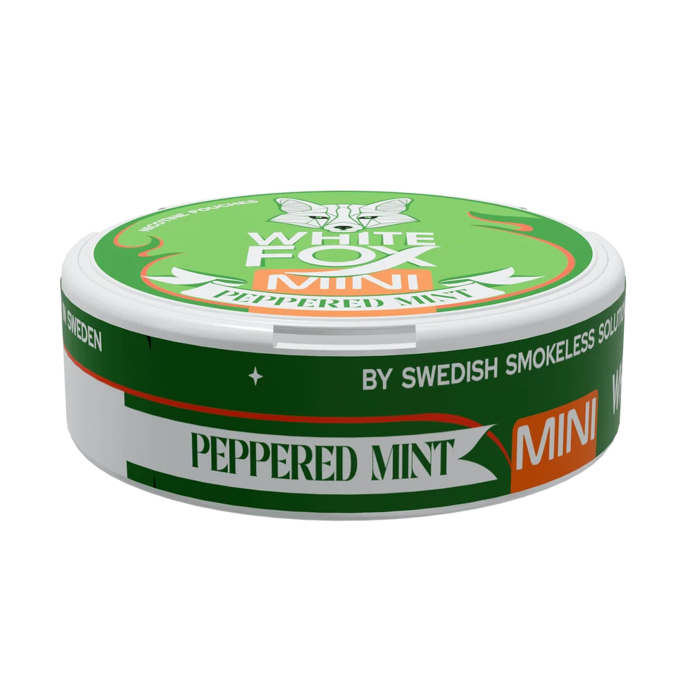 White Fox Peppered Mint Mini أكياس نيكوتين ميني بنكهة peppermint، 10 ملغ في كل كيس snusi.net