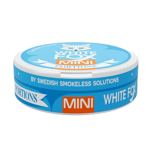 White Fox All White Mini nicotine pouches with unsweetened cool mint flavor, 10mg per pouch