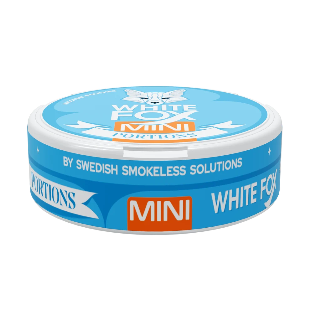 White Fox All White Mini nicotine pouches with unsweetened cool mint flavor, 10mg per pouch