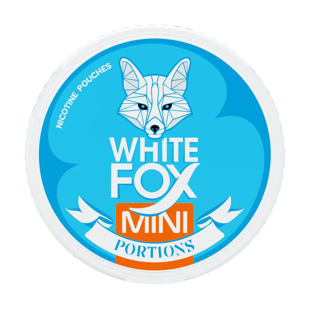 White Fox All White Mini nicotine pouches with unsweetened cool mint flavor, 10mg per pouch snusi.net