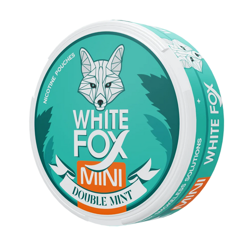 White Fox Double Mint Mini يقدم نكهة Double Mint المنعشة في حجم Mini أصغر مع 10 ملغ نيكوتين في كل كيس، 16 ملغ/غرام و16 كيس في العبوة. snusi.net