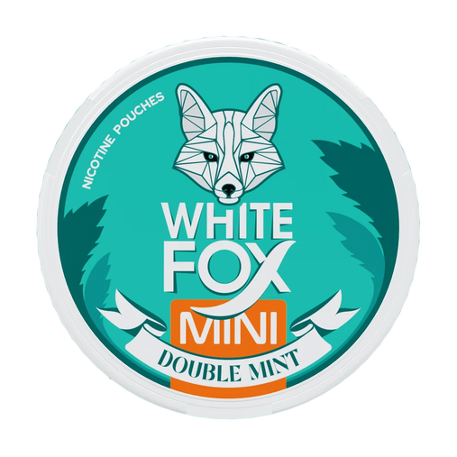 White Fox Double Mint Mini nicotine pouches with cool mint and peppermint flavor, 10mg per pouch
