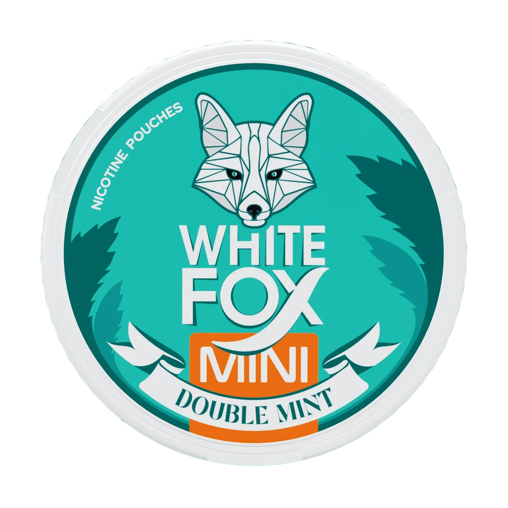 White Fox Double Mint Mini nicotine pouches with cool mint and peppermint flavor, 10mg per pouch